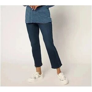 Belle by Kim Gravel TripleLuxe Seamed Kick Flare Crop Cerulean Petite 10